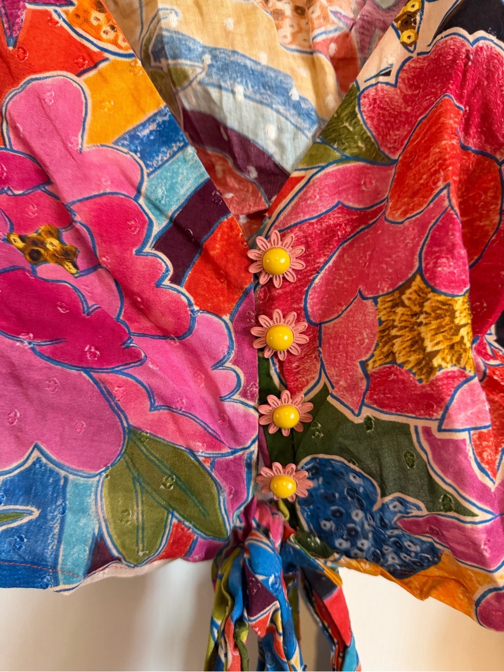 FARM Rio Multicolor Floral Tie-Front Crop Top - Picture 5 of 7